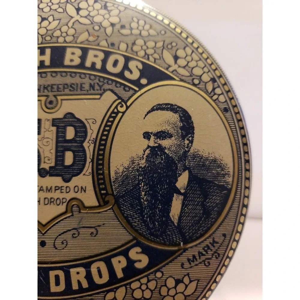 Vintage Smith Bros S.B. Cough Drops Tin Container Advertising‎ collectible C-6